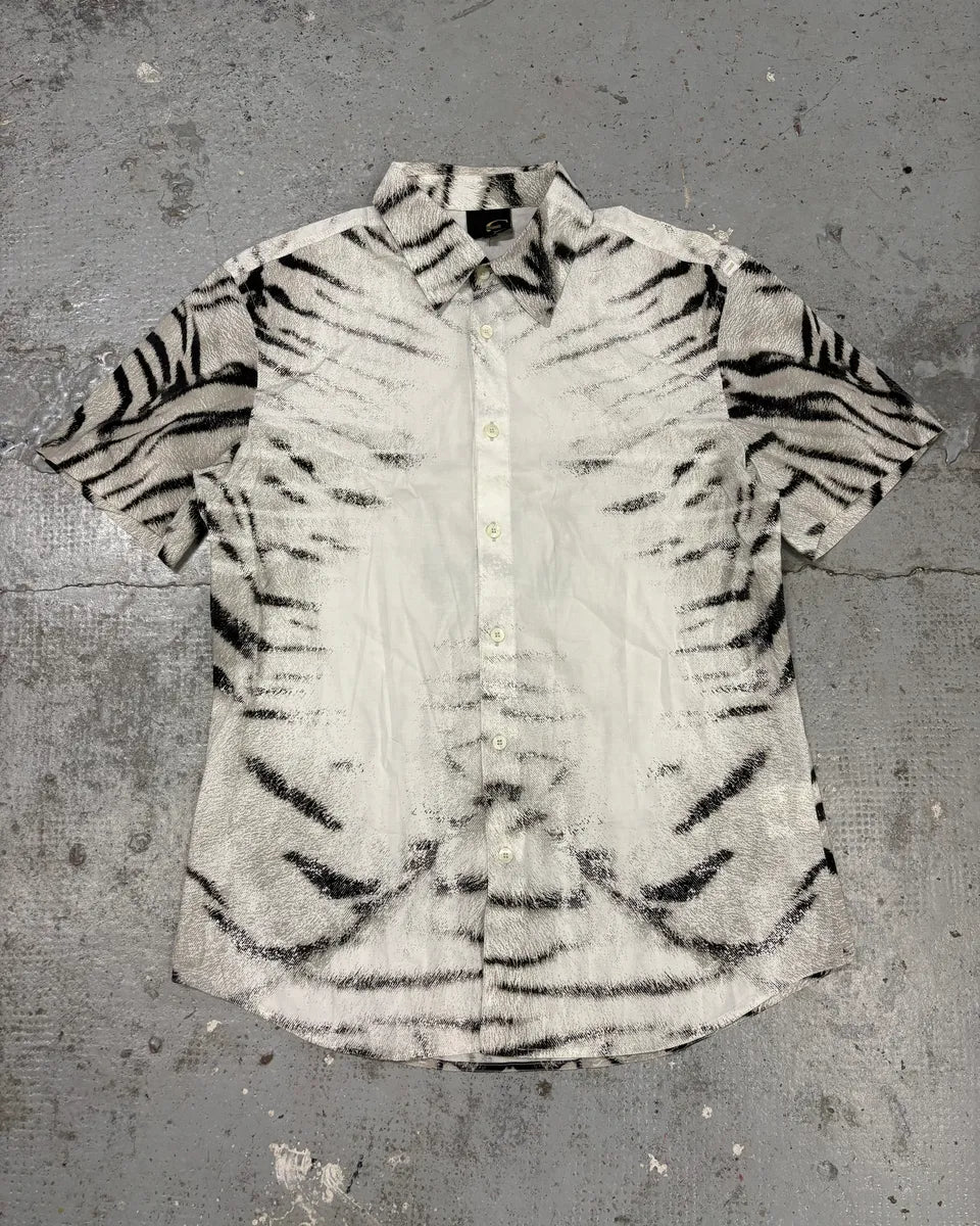 2000s Cavalli Black & White Safari Savage Zebra Short Sleeves Shirt UVkKshC 0