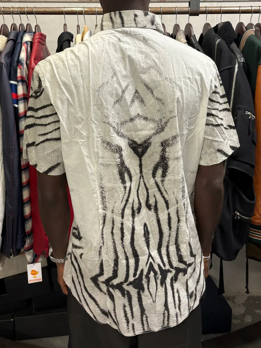 2000s Cavalli Black & White Safari Savage Zebra Short Sleeves Shirt UVkKshC 2