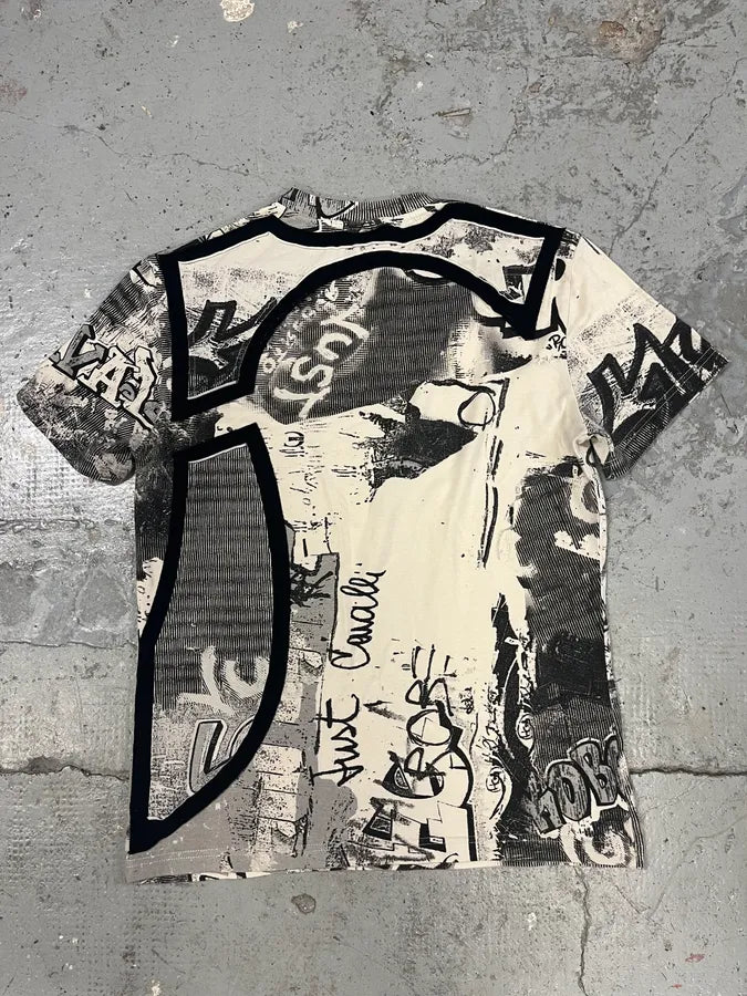 2000s Cavalli Black & White Tagged T-Shirt wLPyEfl 4