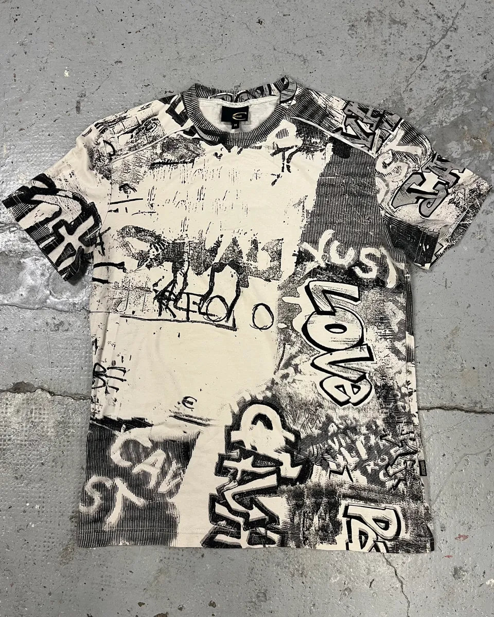 2000s Cavalli Black & White Tagged T-Shirt wLPyEfl 0