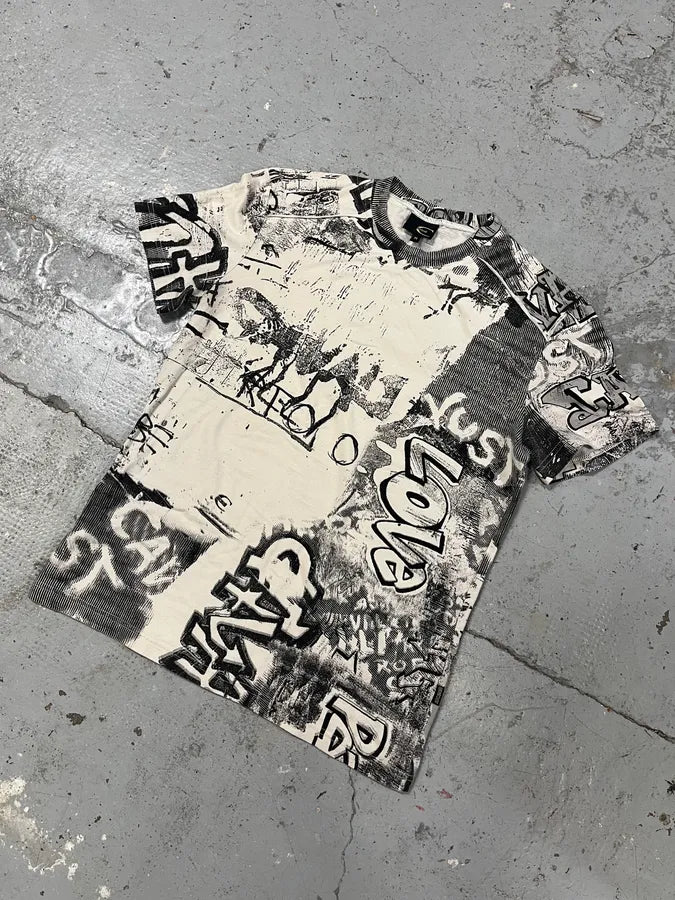 2000s Cavalli Black & White Tagged T-Shirt wLPyEfl 3