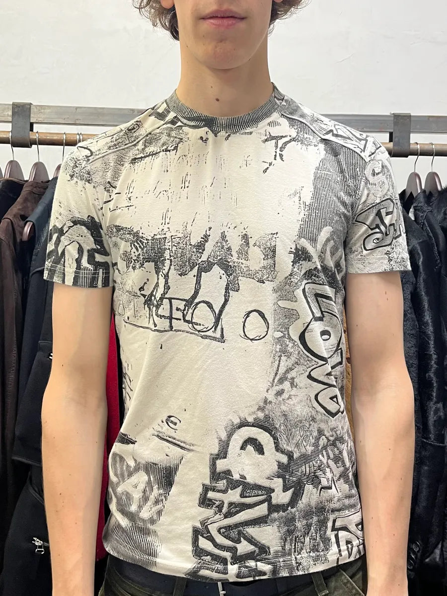 2000s Cavalli Black & White Tagged T-Shirt wLPyEfl 1