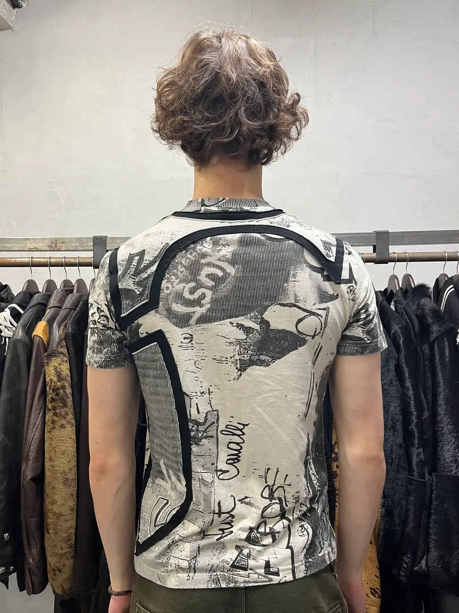 2000s Cavalli Black & White Tagged T-Shirt wLPyEfl 2