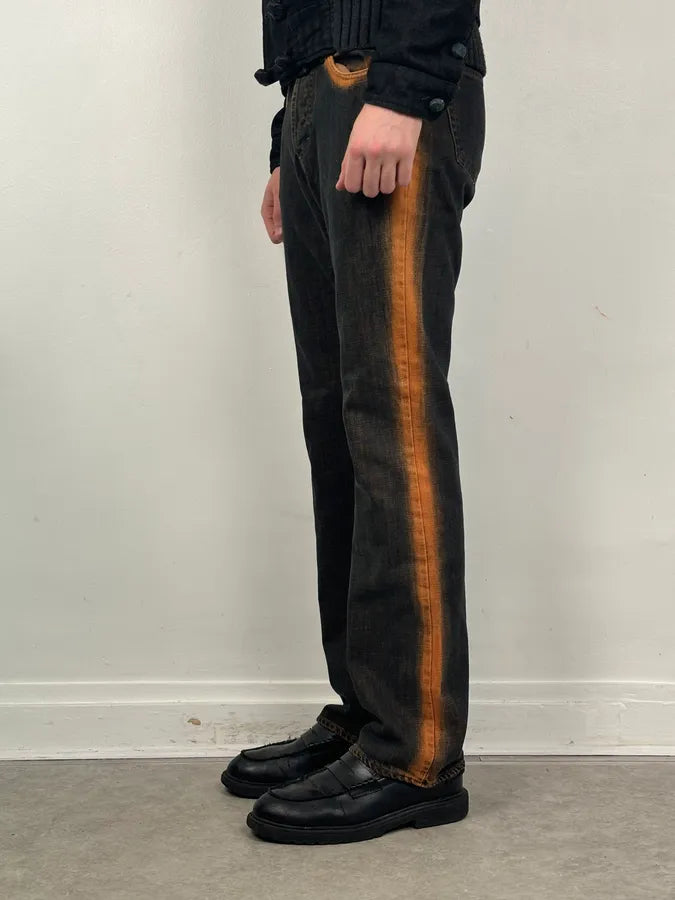 2000s Cavalli Black & Orange Side Navy Jeans CmSlTnl 2