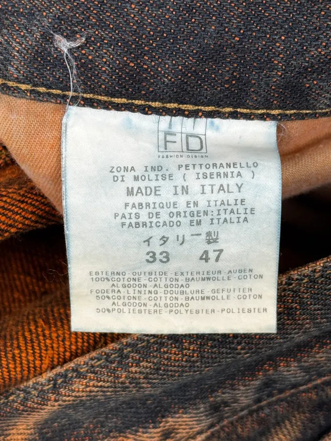 2000s Cavalli Black & Orange Side Navy Jeans CmSlTnl 10