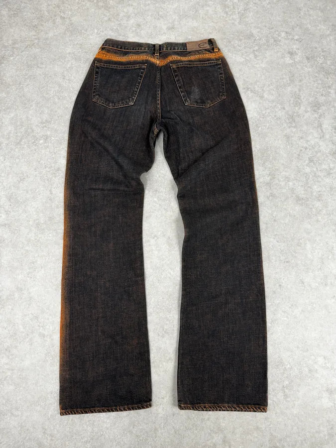 2000s Cavalli Black & Orange Side Navy Jeans CmSlTnl 4