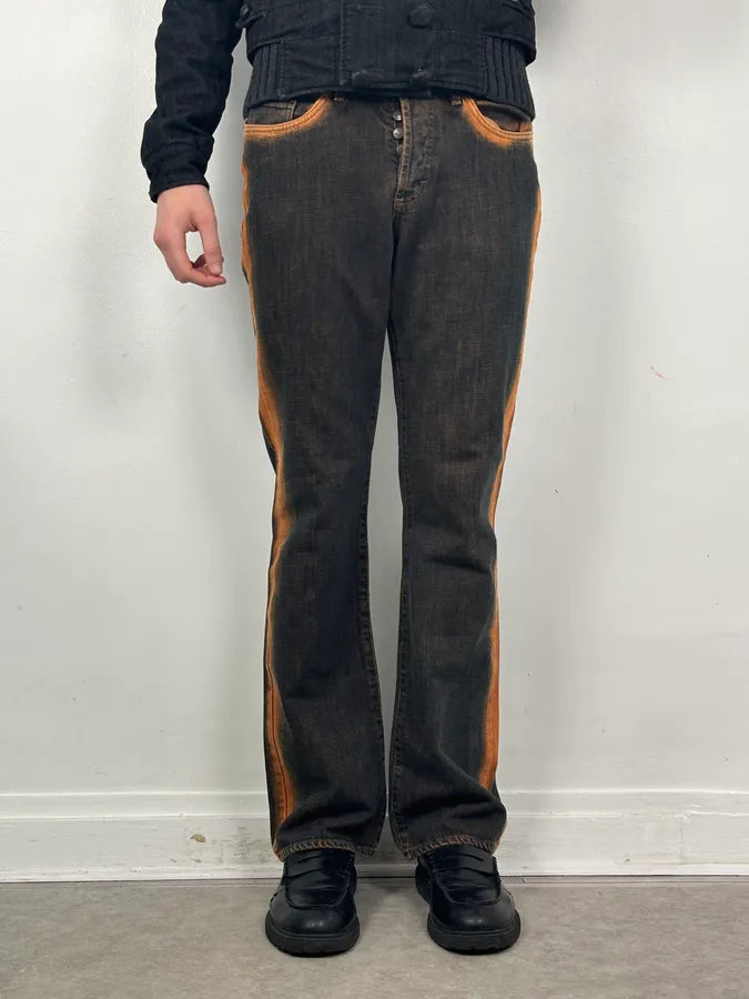 2000s Cavalli Black & Orange Side Navy Jeans CmSlTnl 1