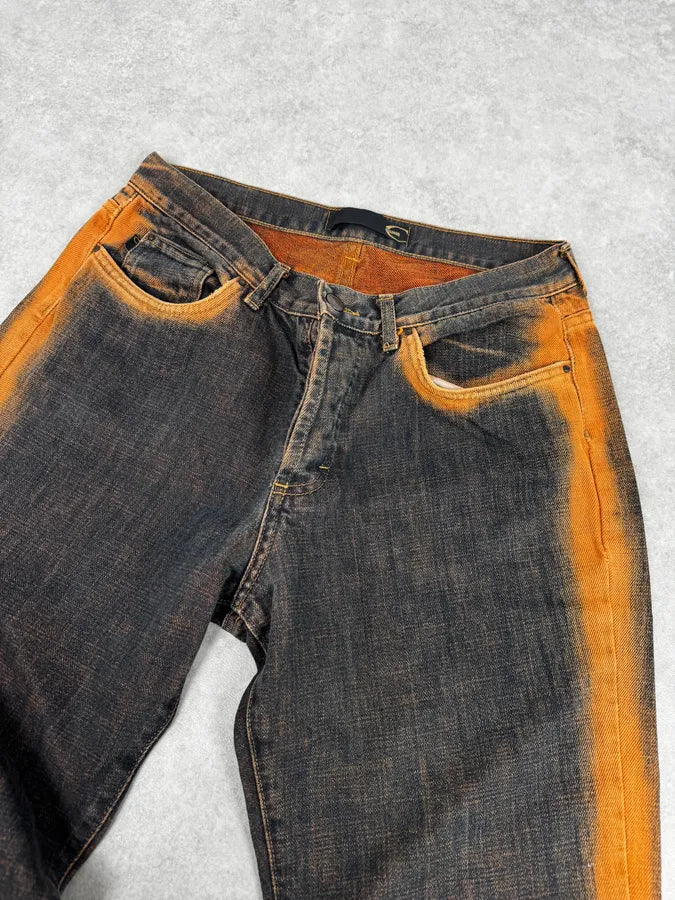 2000s Cavalli Black & Orange Side Navy Jeans CmSlTnl 5