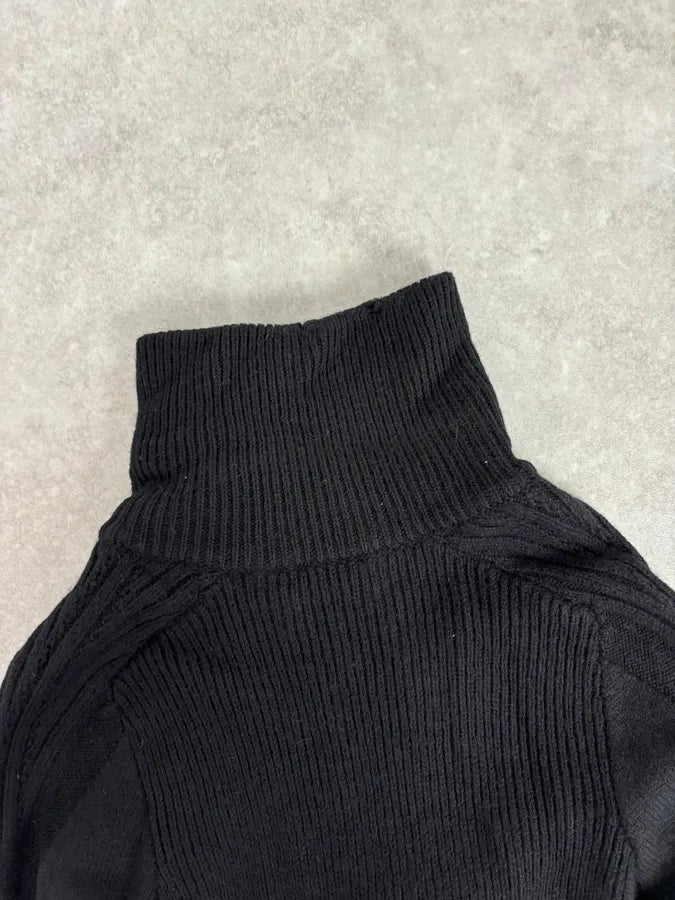 2000s Cavalli Black Asymmetrical Wool Buttoned Zip-up Sweater nvuRsGb 5