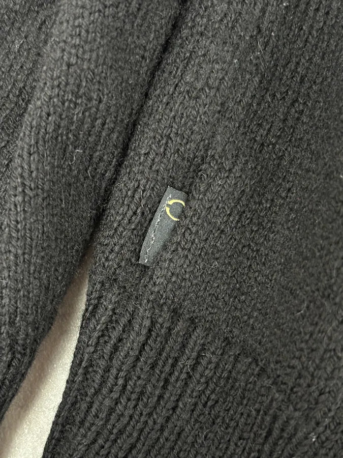 2000s Cavalli Black Asymmetrical Wool Buttoned Zip-up Sweater nvuRsGb 9
