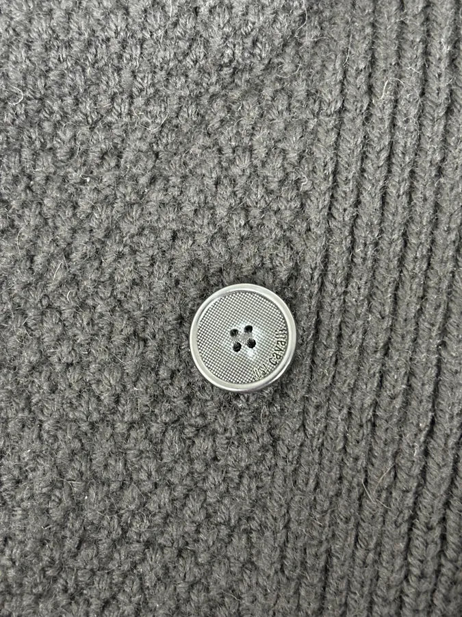 2000s Cavalli Black Asymmetrical Wool Buttoned Zip-up Sweater nvuRsGb 7