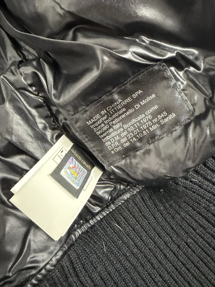 2000s Cavalli Black British Puffer Jacket with Fur Collar vblfBAM 11