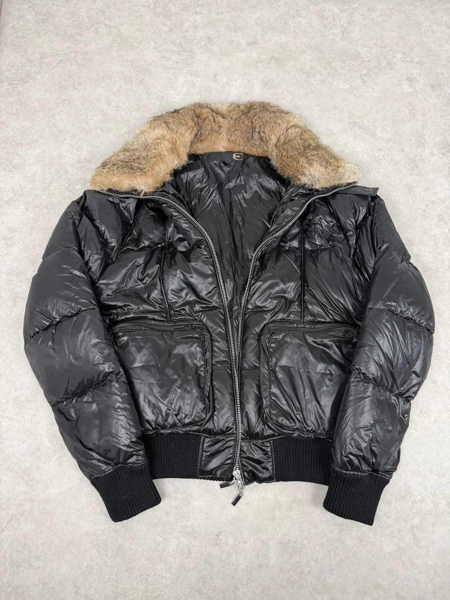 2000s Cavalli Black British Puffer Jacket with Fur Collar vblfBAM 6