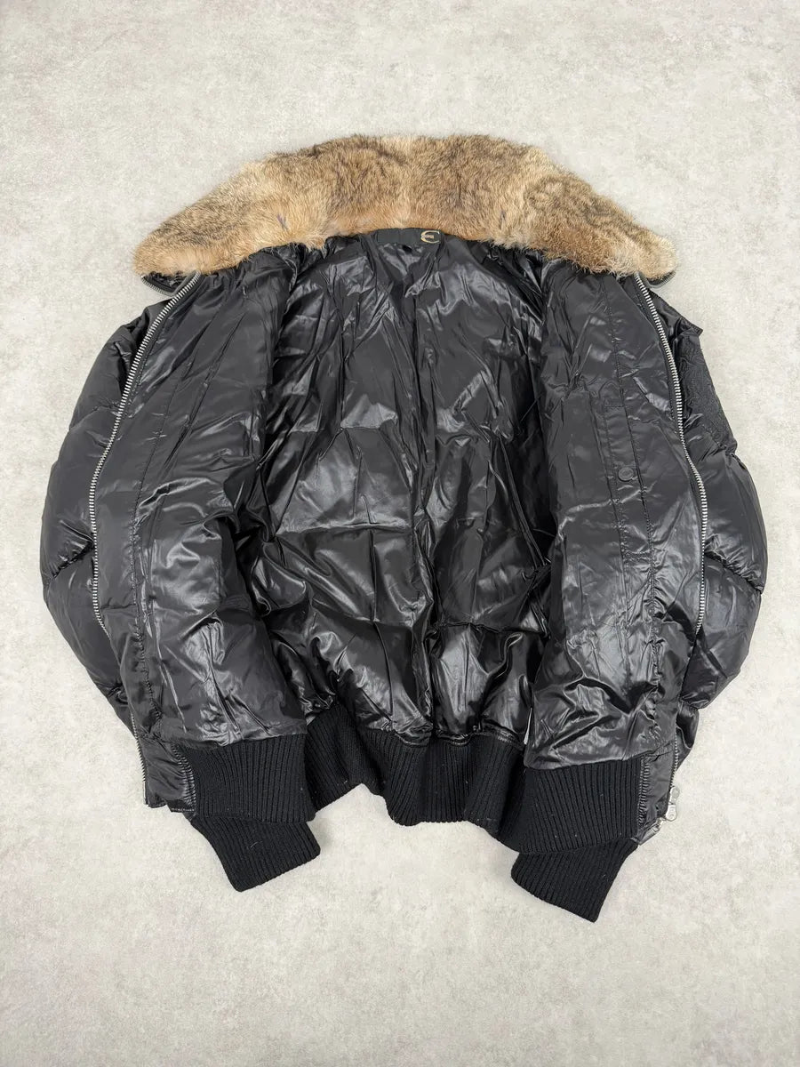 2000s Cavalli Black British Puffer Jacket with Fur Collar vblfBAM 8