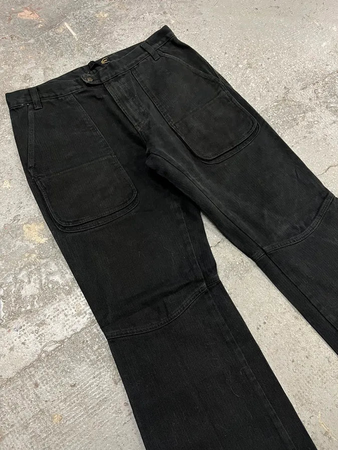 2000s Cavalli Black Cargo Flared Pants (M/L) 1