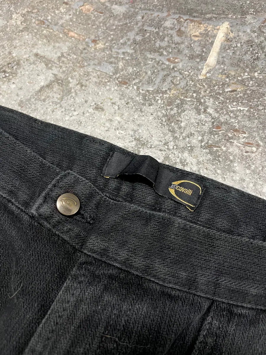 2000s Cavalli Black Cargo Flared Pants (M/L) 4