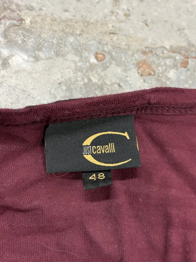 2000s Cavalli Bordeaux & Black Cherub T-Shirt HMSudwE 7