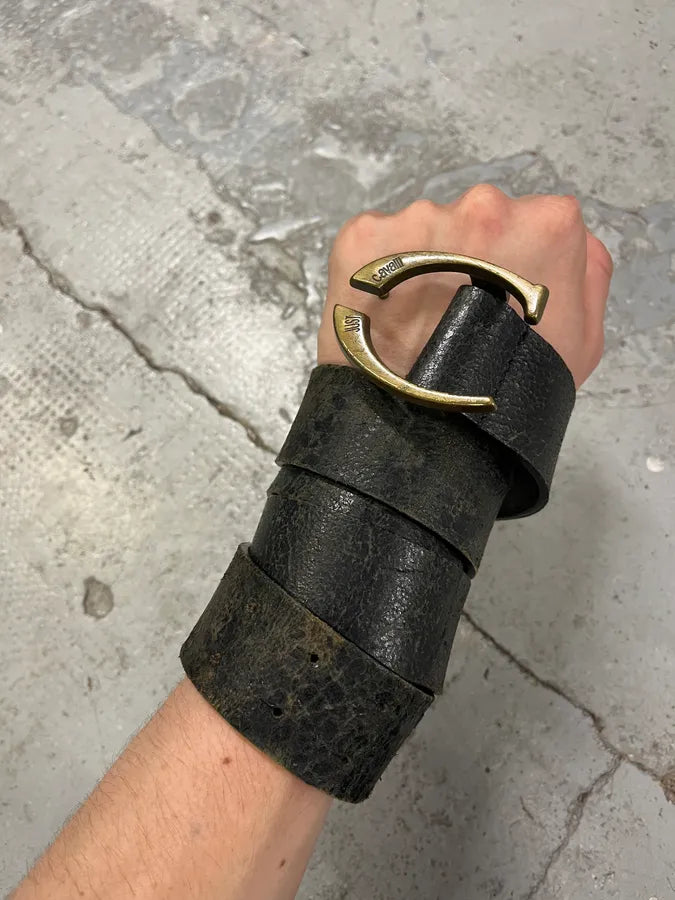 2000s Cavalli Black Cracked Leather Belt GCqVJhe 3