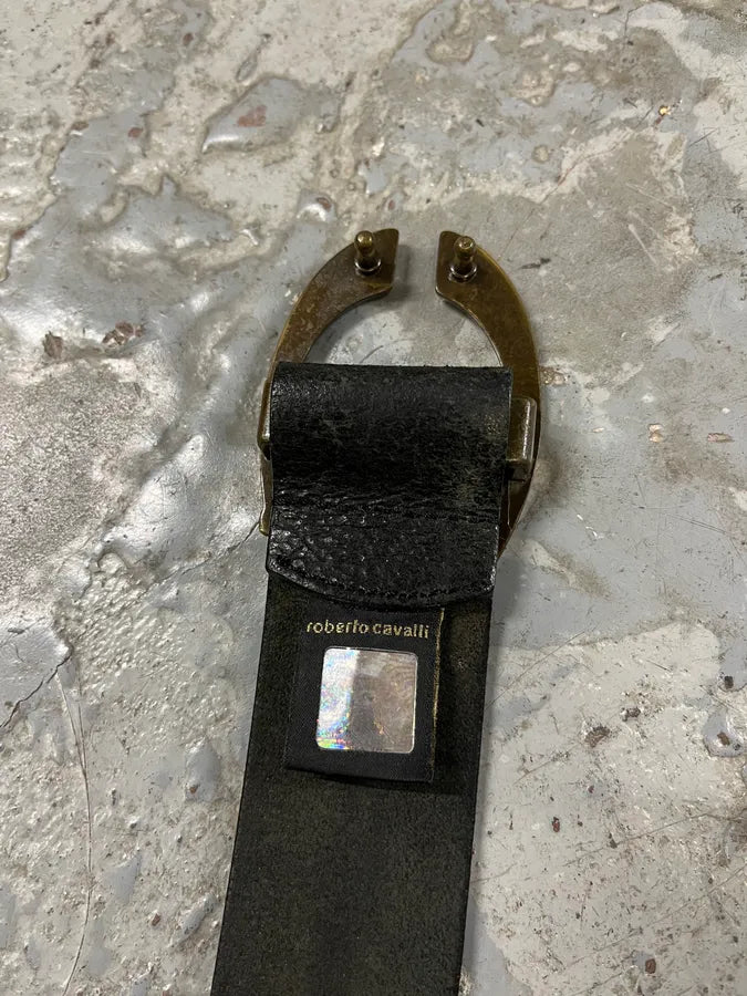 2000s Cavalli Black Cracked Leather Belt GCqVJhe 4