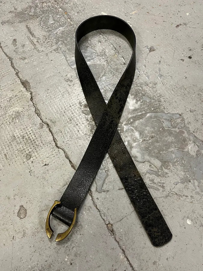 2000s Cavalli Black Cracked Leather Belt GCqVJhe 0