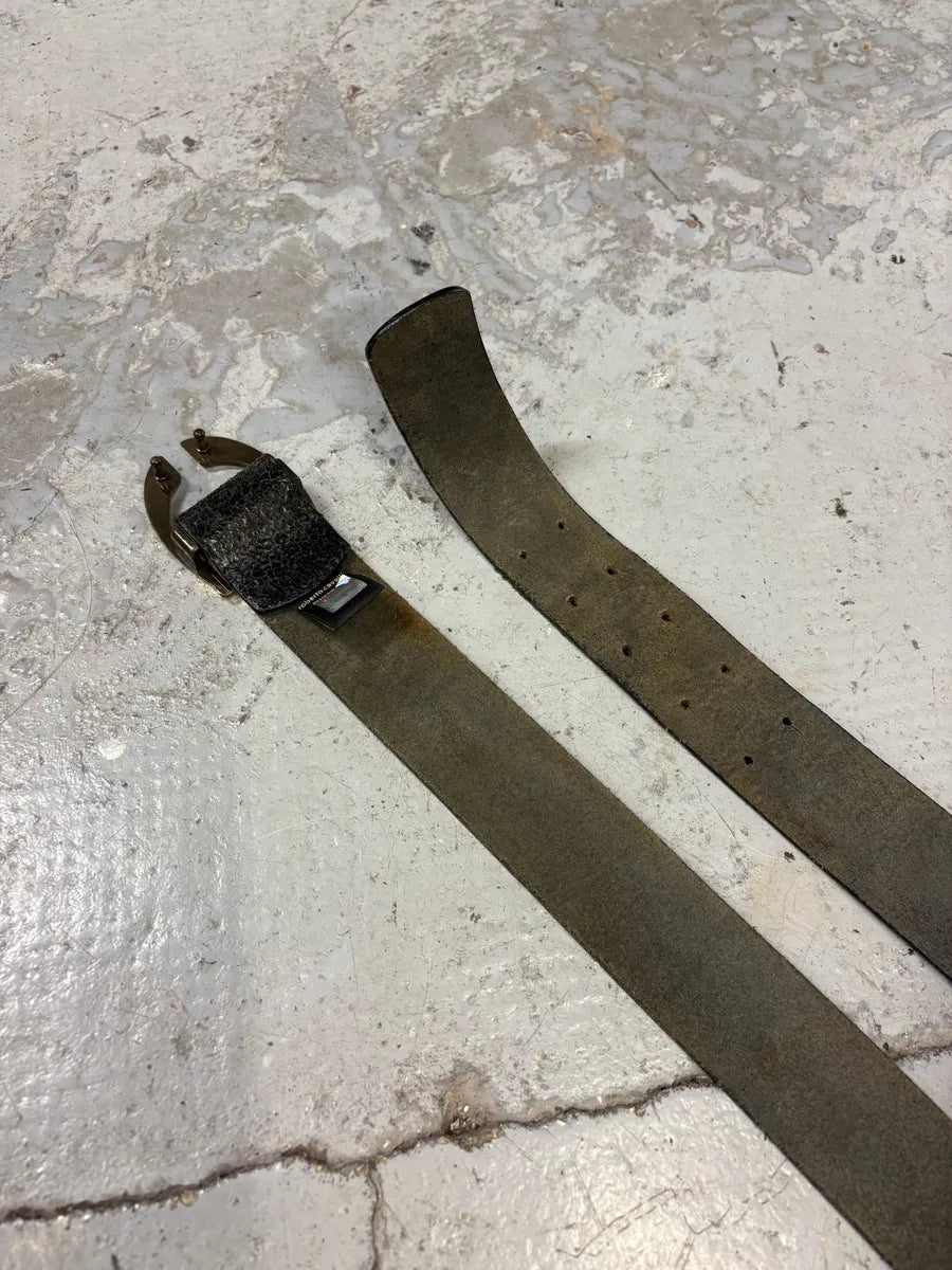 2000s Cavalli Black Cracked Leather Belt JZvFVey 3