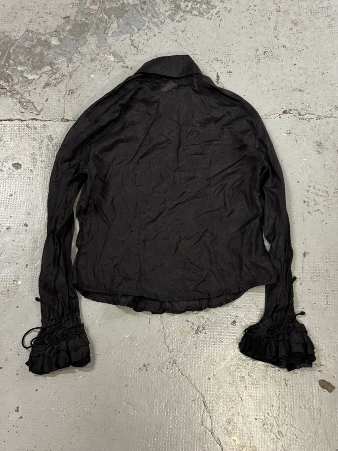 AW2003 Cavalli Black Crinkled Shirt ILWqhxX 3