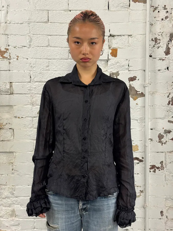 AW2003 Cavalli Black Crinkled Shirt ILWqhxX 0