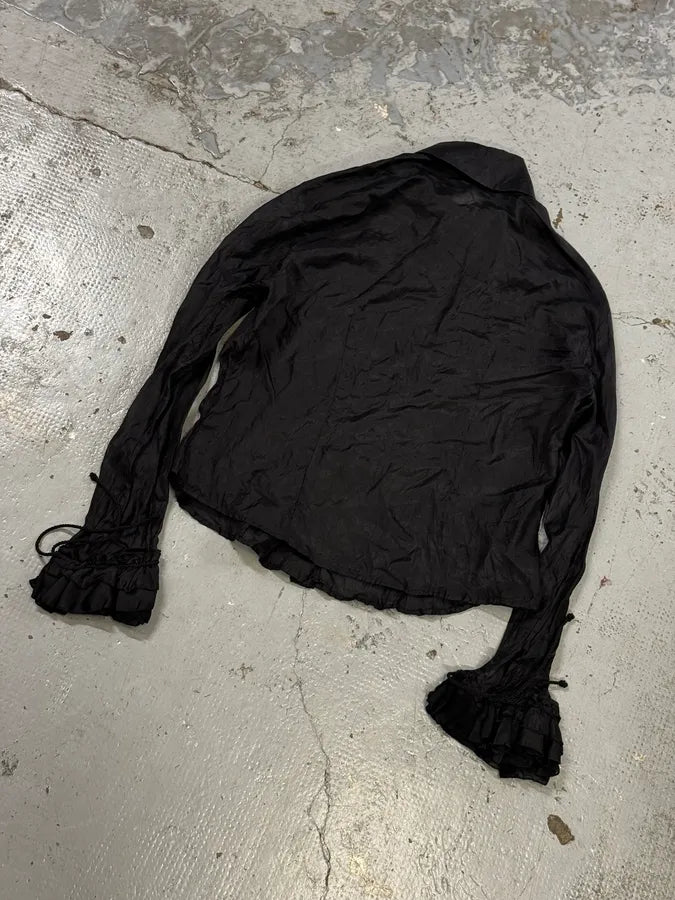 AW2003 Cavalli Black Crinkled Shirt ILWqhxX 5