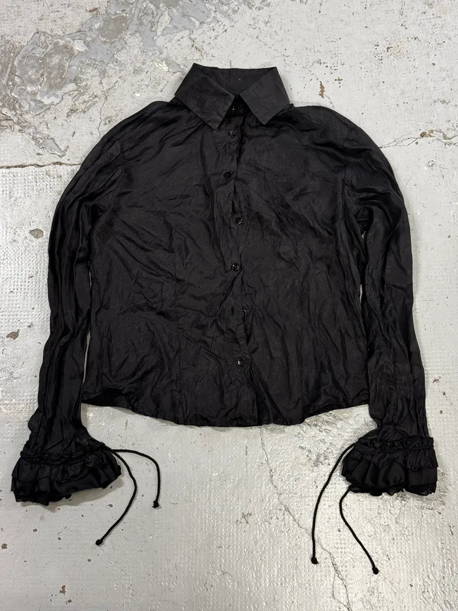 AW2003 Cavalli Black Crinkled Shirt ILWqhxX 2