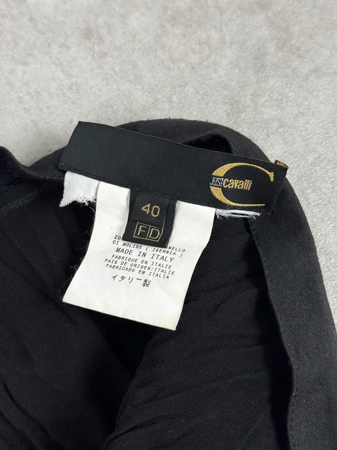 2000s Cavalli Black Crinkled Split Nylon Skirt ZnTnKnP 10