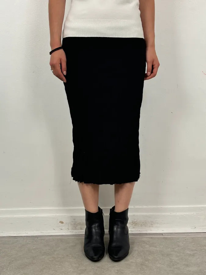 2000s Cavalli Black Crinkled Split Nylon Skirt ZnTnKnP 0