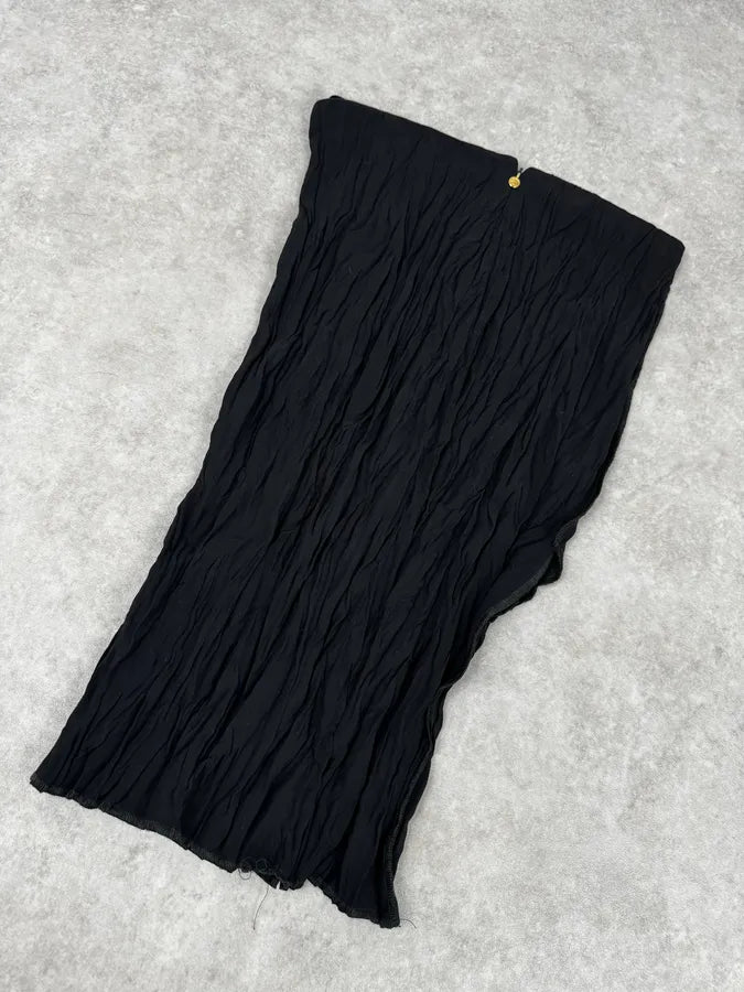 2000s Cavalli Black Crinkled Split Nylon Skirt ZnTnKnP 6