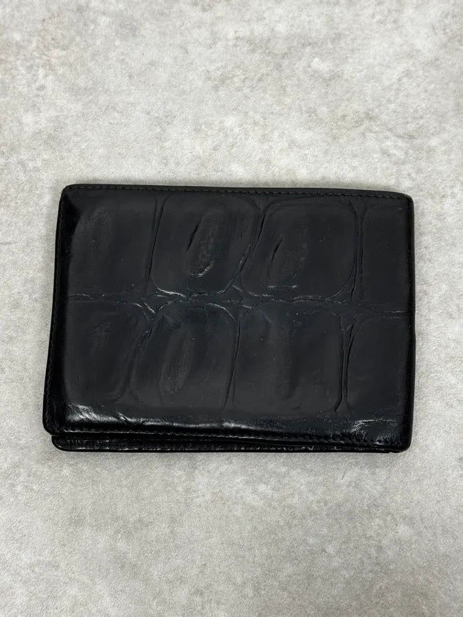 2000s Cavalli Black Crocodile Effect Leather Wallet AKtenxo 0