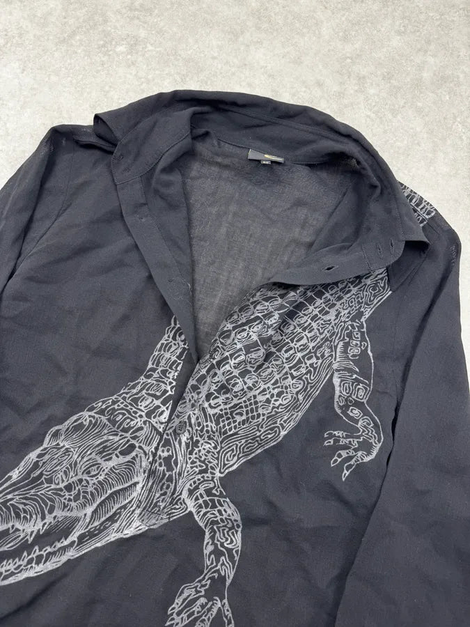 2000s Cavalli Black Crocodile & Vareuse Abstract Shirt XHVqhFD 5