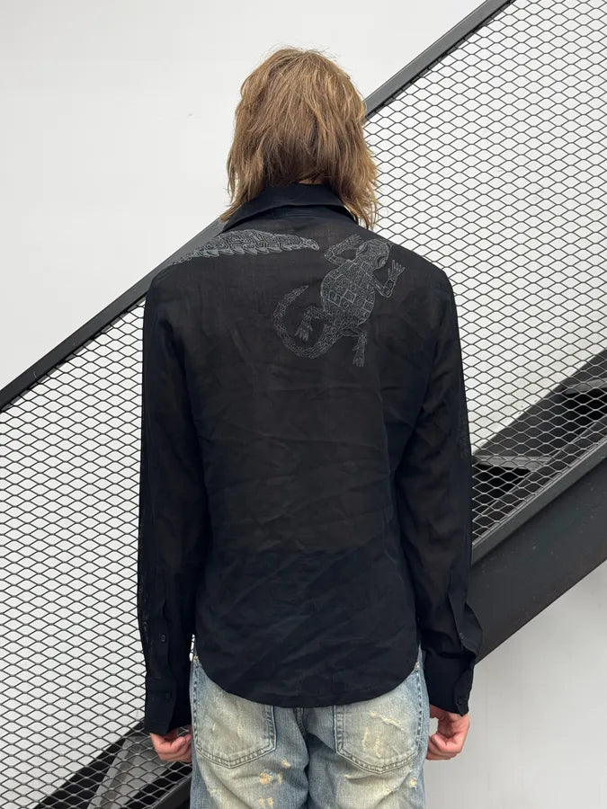 2000s Cavalli Black Crocodile & Vareuse Abstract Shirt XHVqhFD 3