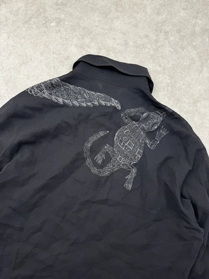 2000s Cavalli Black Crocodile & Vareuse Abstract Shirt XHVqhFD 6