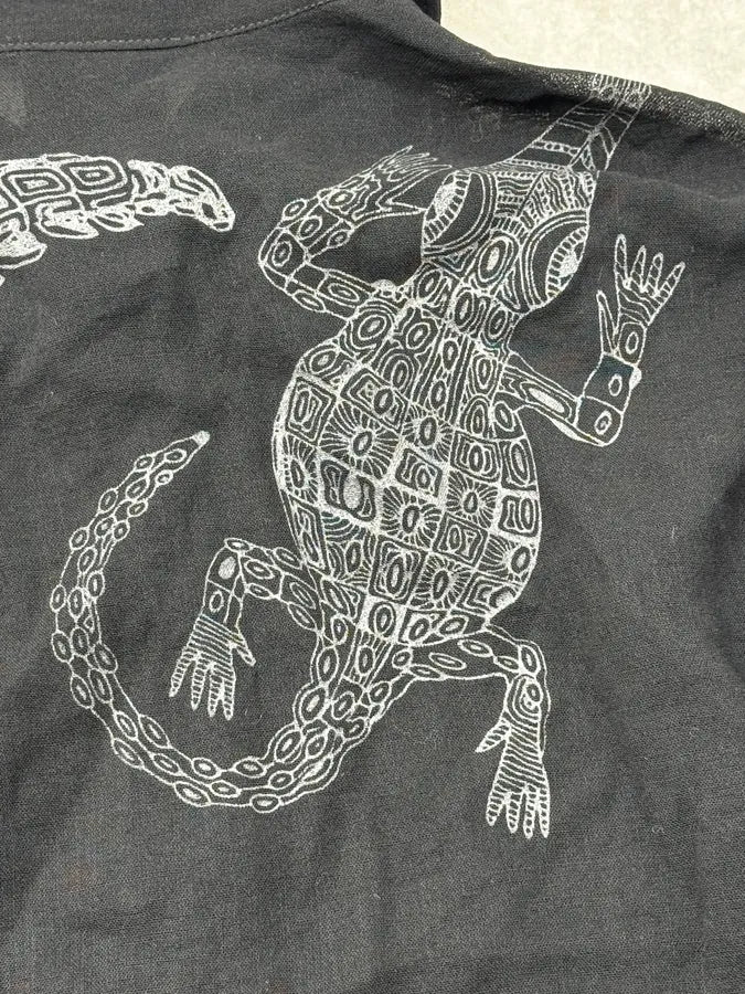 2000s Cavalli Black Crocodile & Vareuse Abstract Shirt XHVqhFD 8
