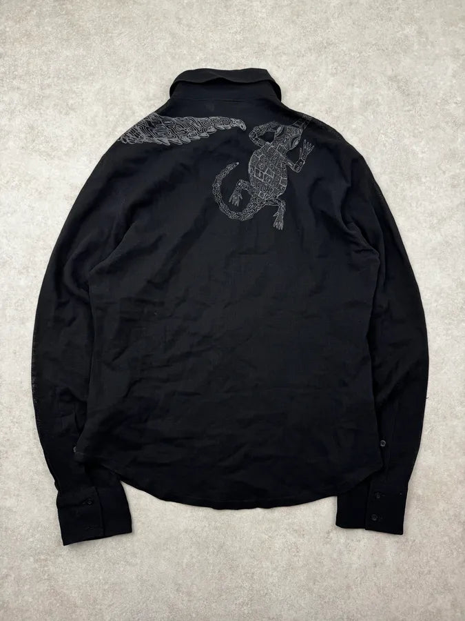 2000s Cavalli Black Crocodile & Vareuse Abstract Shirt XHVqhFD 1