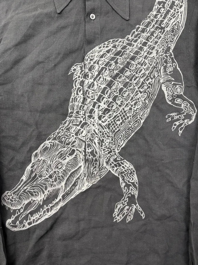 2000s Cavalli Black Crocodile & Vareuse Abstract Shirt XHVqhFD 7