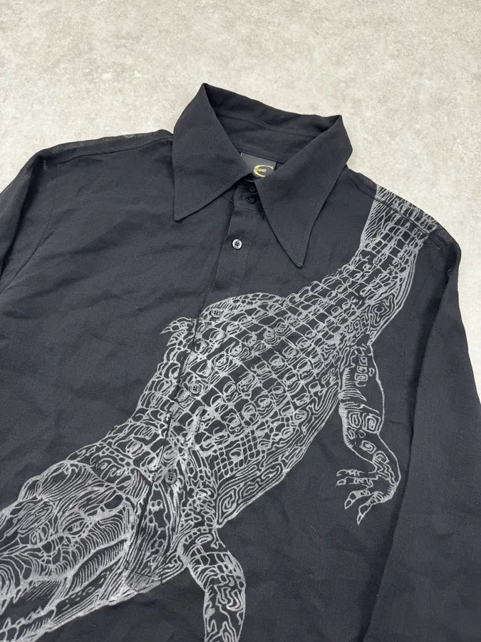 2000s Cavalli Black Crocodile & Vareuse Abstract Shirt XHVqhFD 4