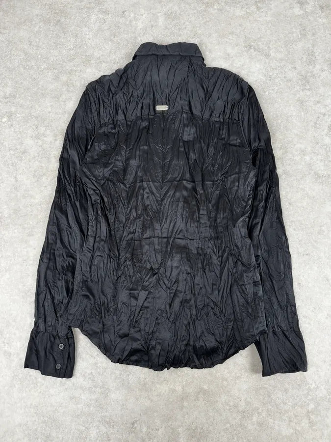 2000s Cavalli Black Crumpled Nylon Shirt jmeYDUp 3