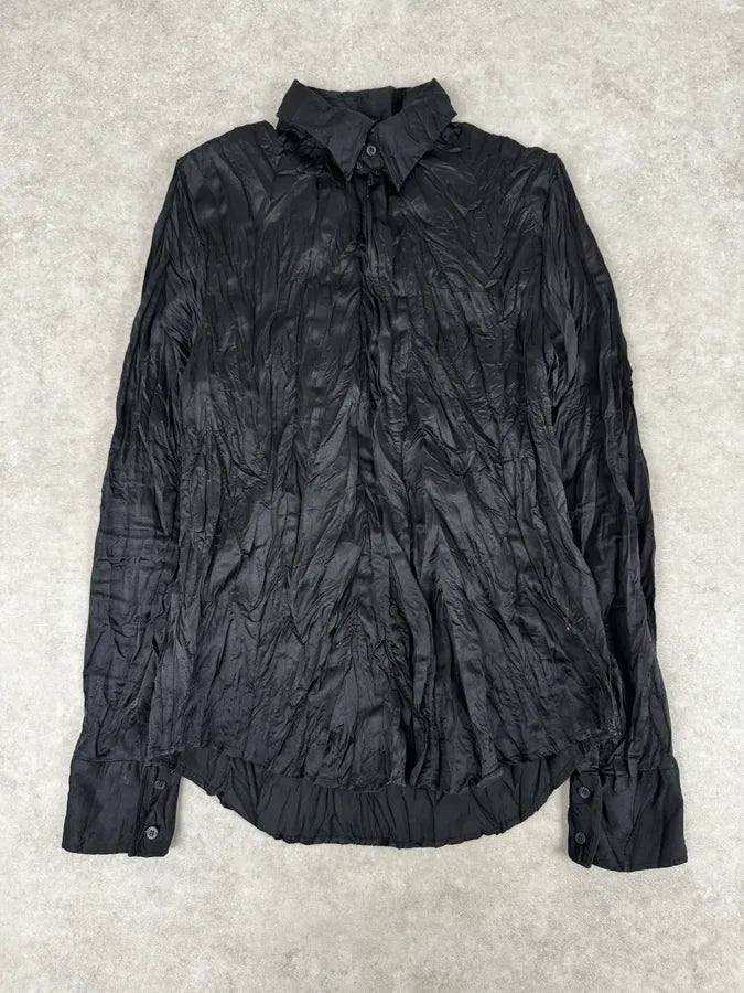 2000s Cavalli Black Crumpled Nylon Shirt jmeYDUp 0