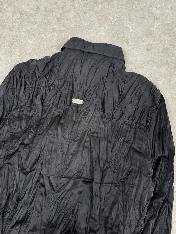 2000s Cavalli Black Crumpled Nylon Shirt jmeYDUp 5