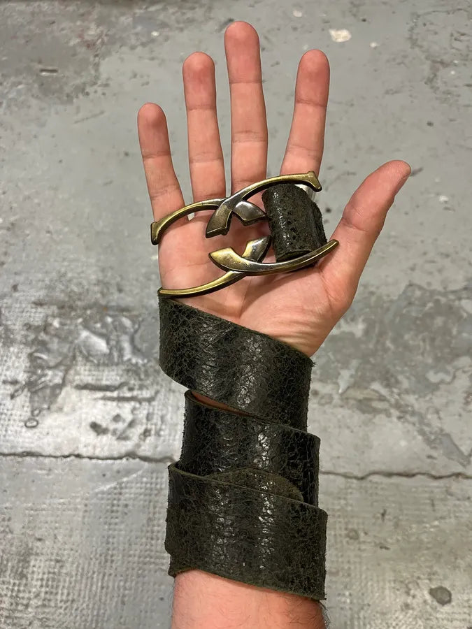 2000s Cavalli Black Eroded Leather Belt (OS) FdxcbDD 0