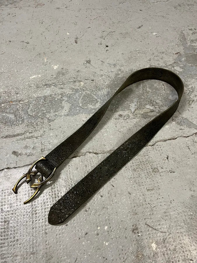 2000s Cavalli Black Eroded Leather Belt (OS) FdxcbDD 1