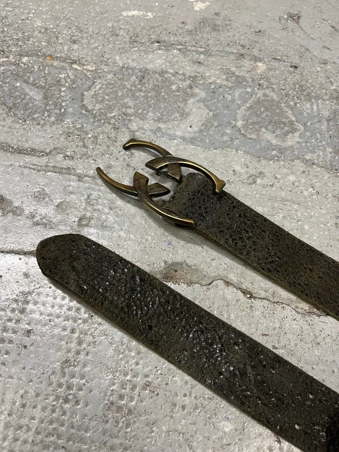 2000s Cavalli Black Eroded Leather Belt (OS) FdxcbDD 2