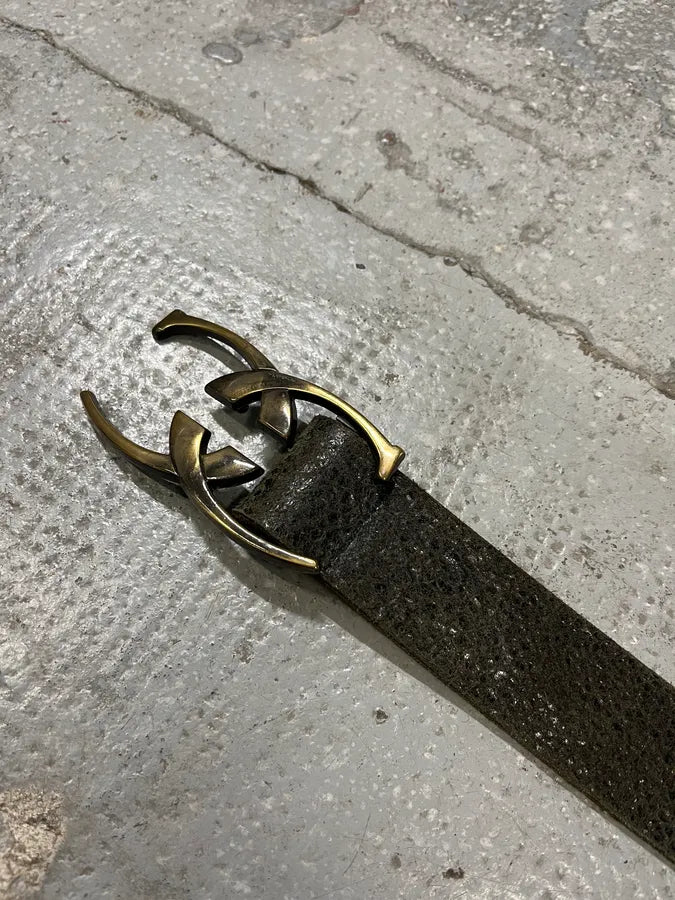 2000s Cavalli Black Eroded Leather Belt (OS) FdxcbDD 3