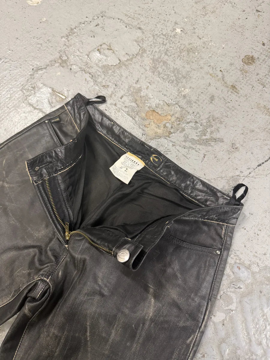 2000s Cavalli Black Eroded Leather Pants riVUmsJ 4