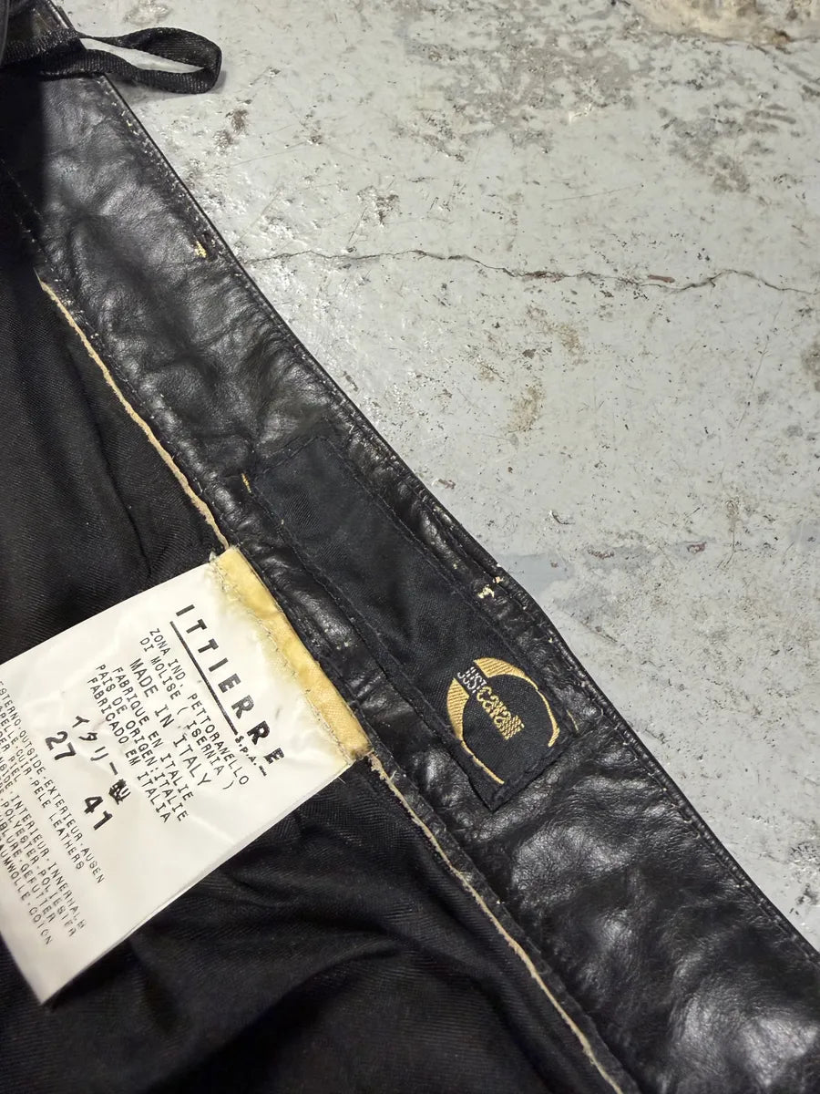 2000s Cavalli Black Eroded Leather Pants riVUmsJ 5