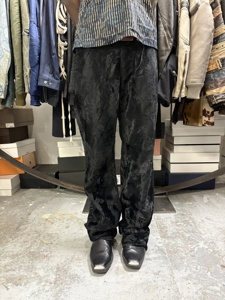 2000s Cavalli Black Faux Fur Flower Pants yxbbnKQ 1